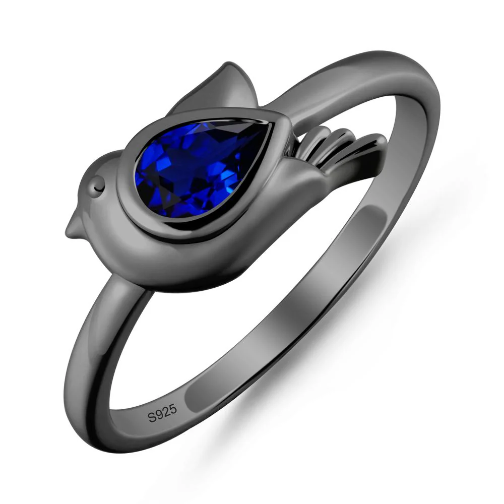 Cute Pigeon Shaped Sapphire Ring - Image 8