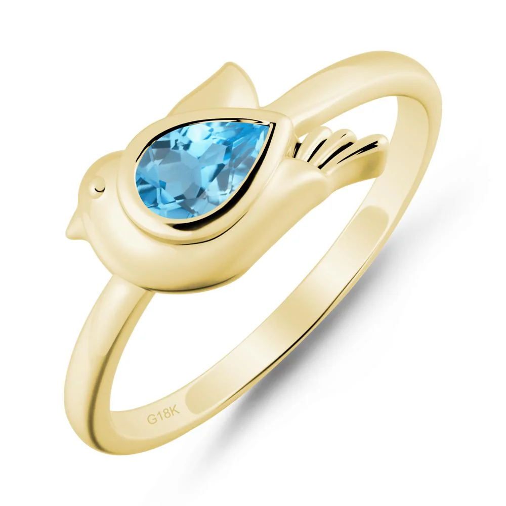 Cute Pigeon Shaped Swiss Blue Topaz Ring - Image 6