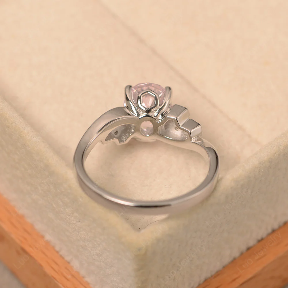 Oval Cut Pink Cubic Zirconia Honeycomb Ring - Image 4