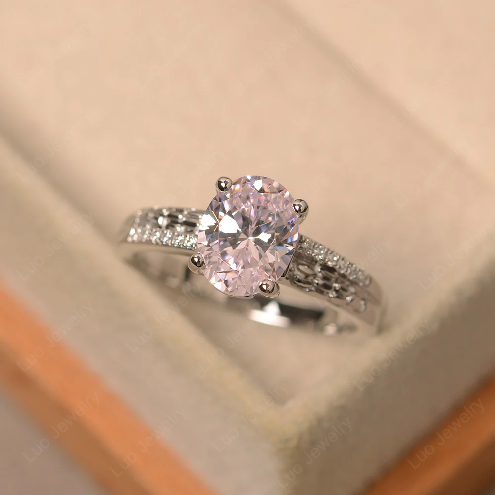 Vintage Style Oval Cut Pink Cubic Zirconia Ring