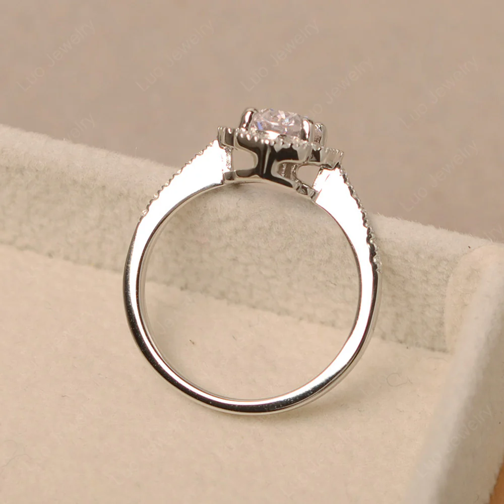 Milgrain Halo Pink Cubic Zirconia Engagement Ring - Image 3
