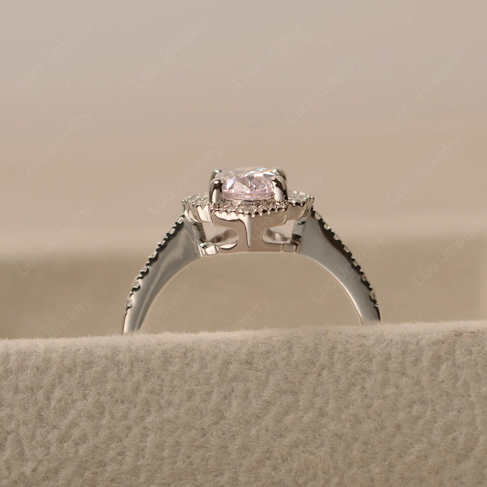 Milgrain Halo Pink Cubic Zirconia Engagement Ring - Image 4