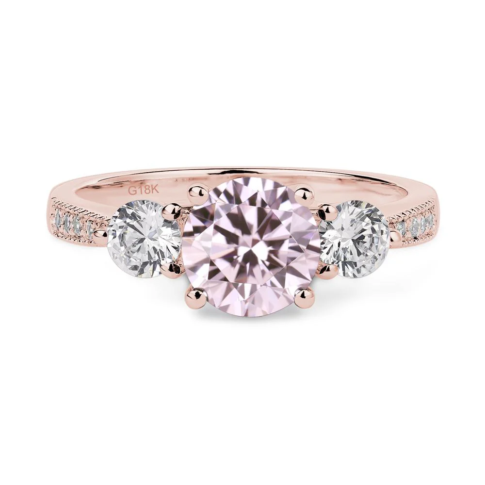 Pink Cubic Zirconia 3 Stone Engagement Ring - Image 9
