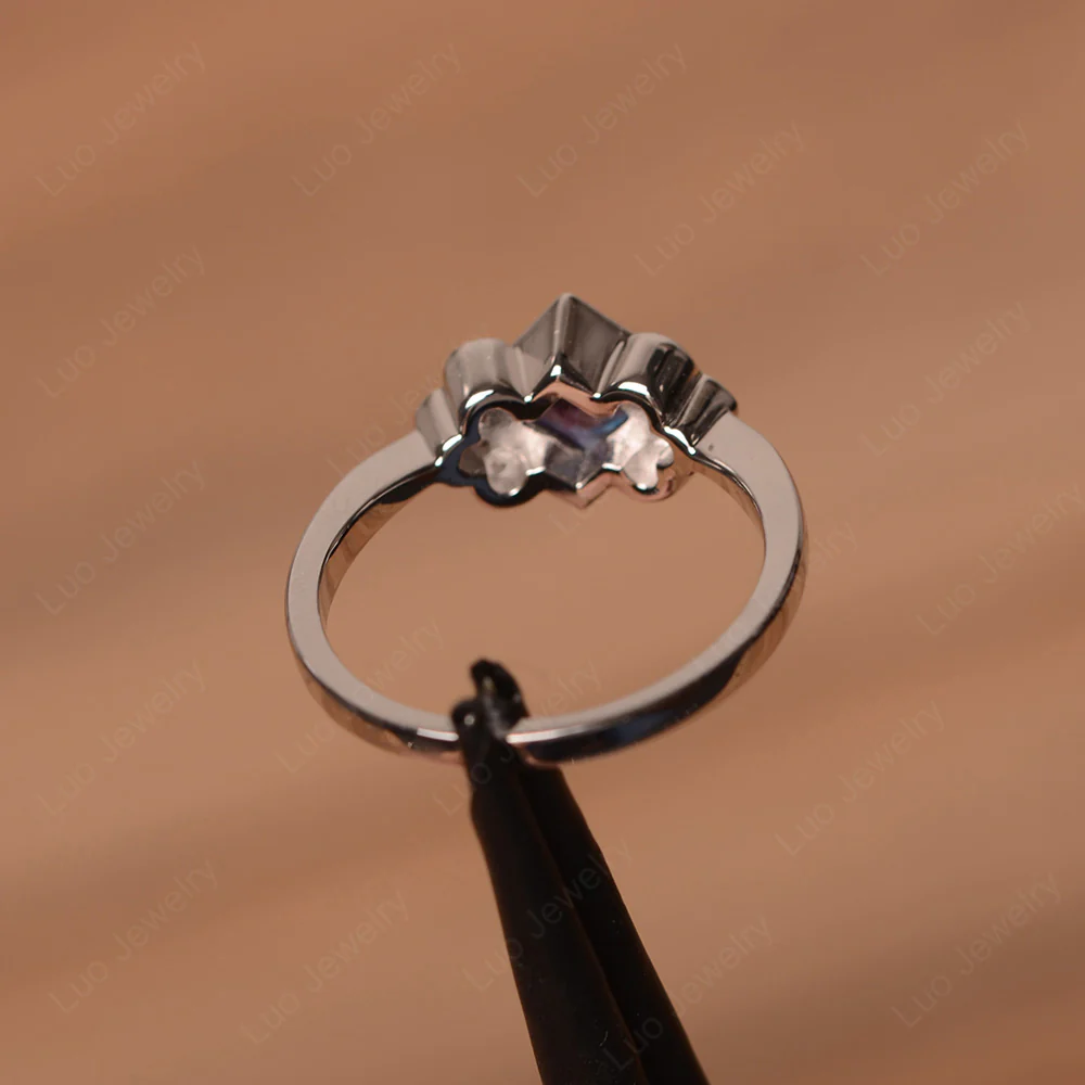 Dainty Alexandrite Ring Princess Cut Bezel Set - Image 3