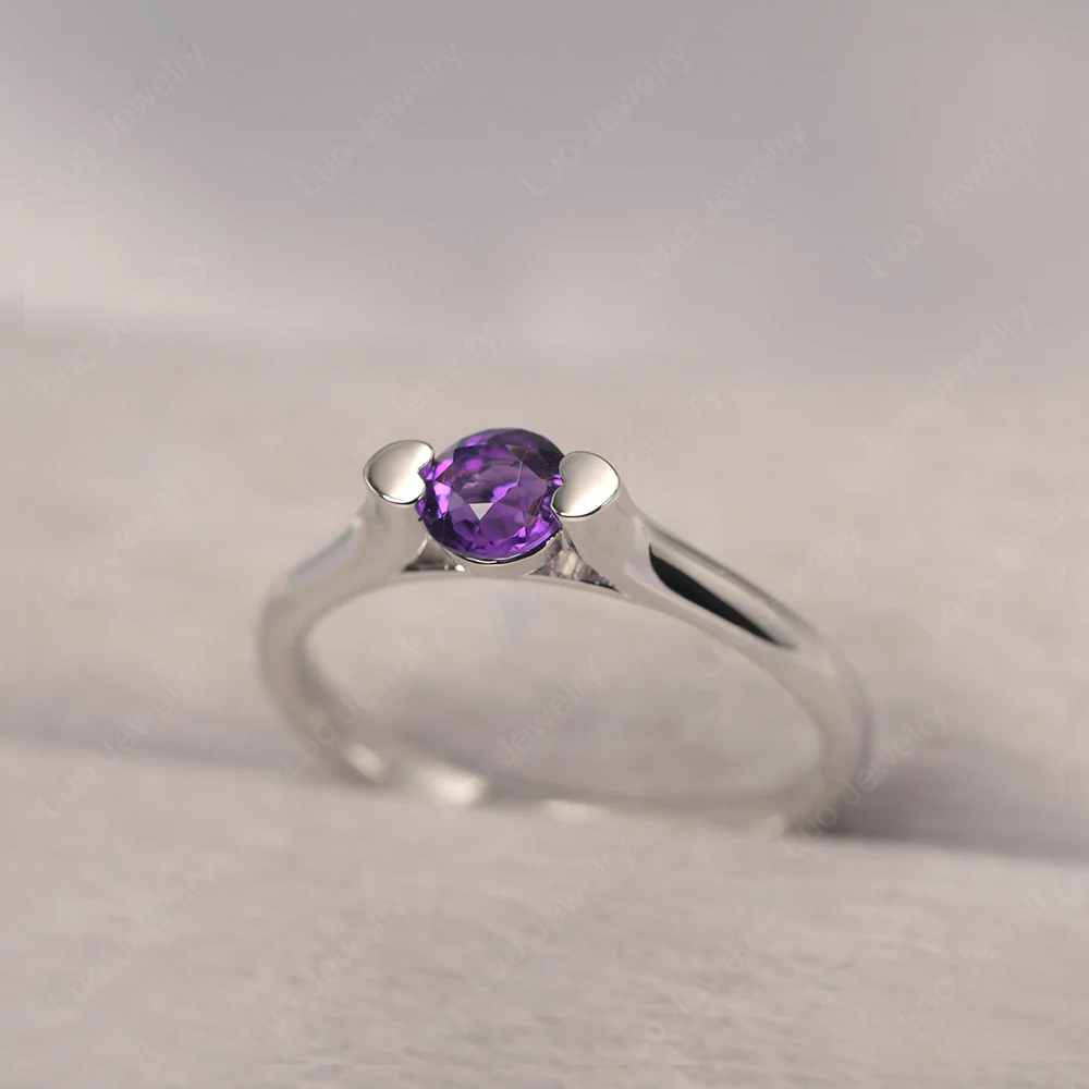 Amethyst Minimalist Dainty Engagement Ring%Ci|Em|Ga|Gr - Image 3