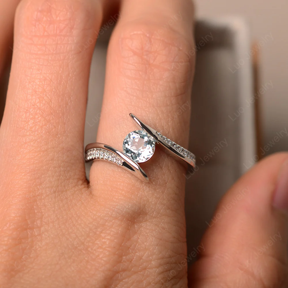 Tension Set Aquamarine Ring - Image 4