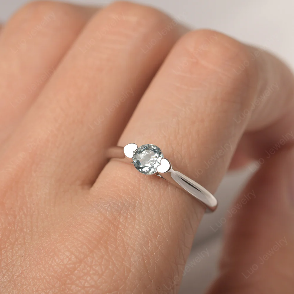 Aquamarine Minimalist Dainty Engagement Ring%Ci|Em|Ga|Gr - Image 5