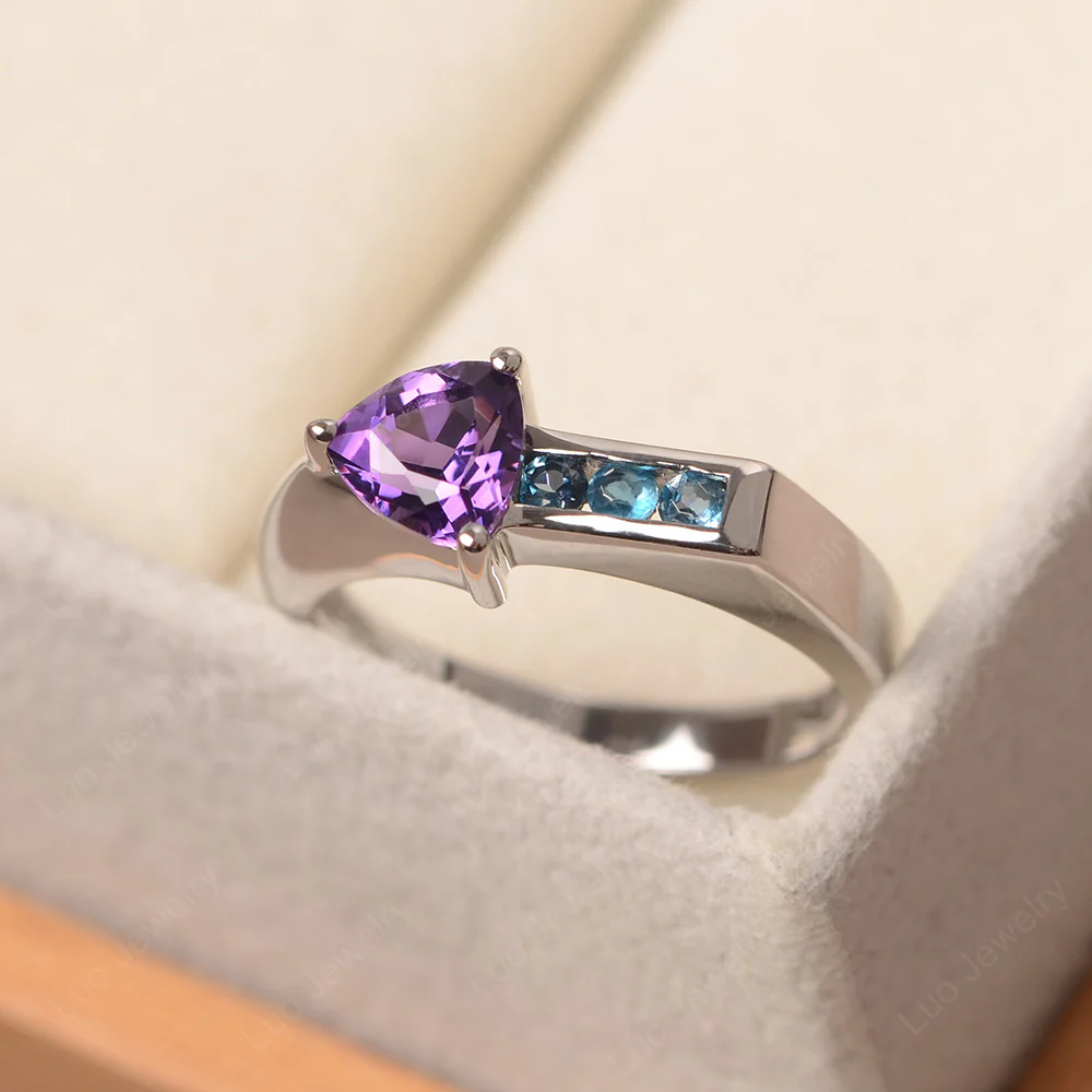 Arrow Amethyst and Blue Topaz Ring - Image 2