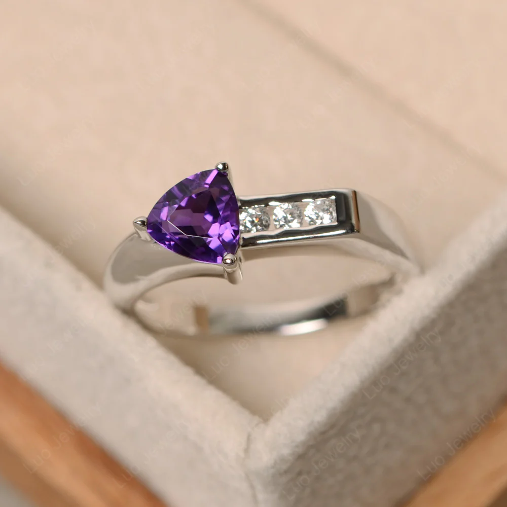 Amethyst Arrow Engagement Ring