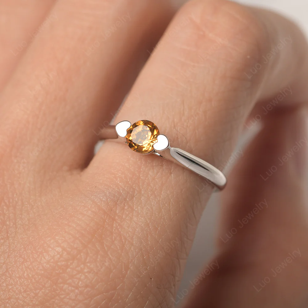 Citrine Minimalist Dainty Engagement Ring%Ci|Em|Ga|Gr - Image 5