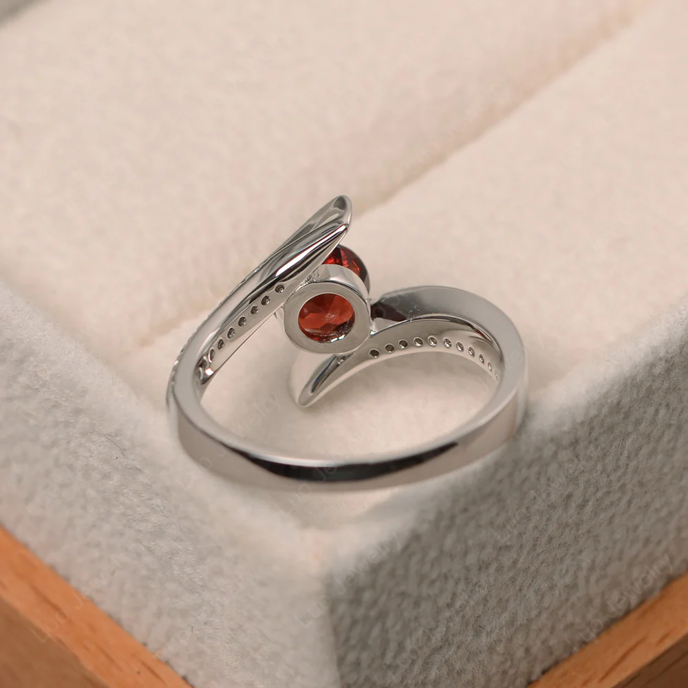Garnet Tension Set Engagement Ring - Image 3