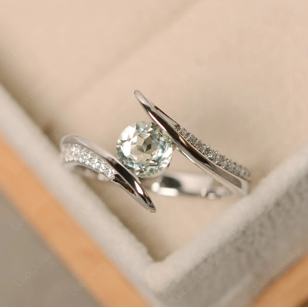 Tension Set Green Amethyst Ring