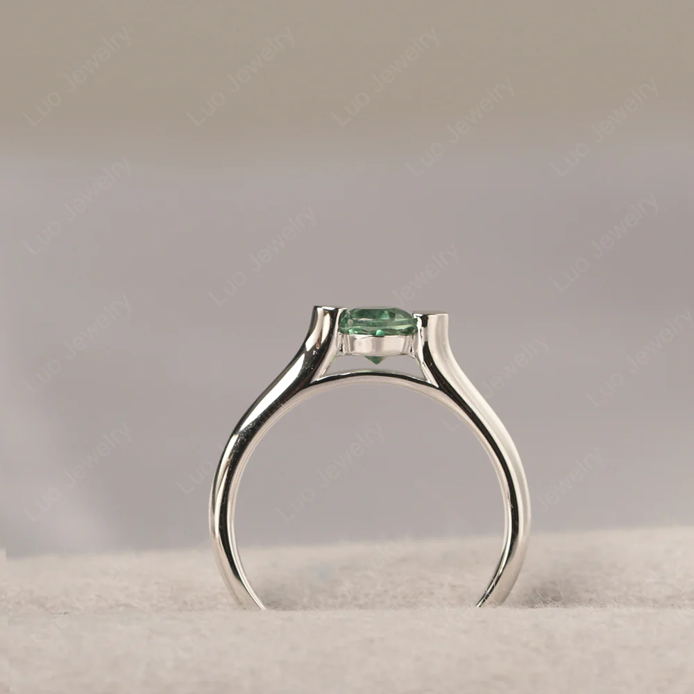Dainty Green Sapphire Engagement Ring - Image 4