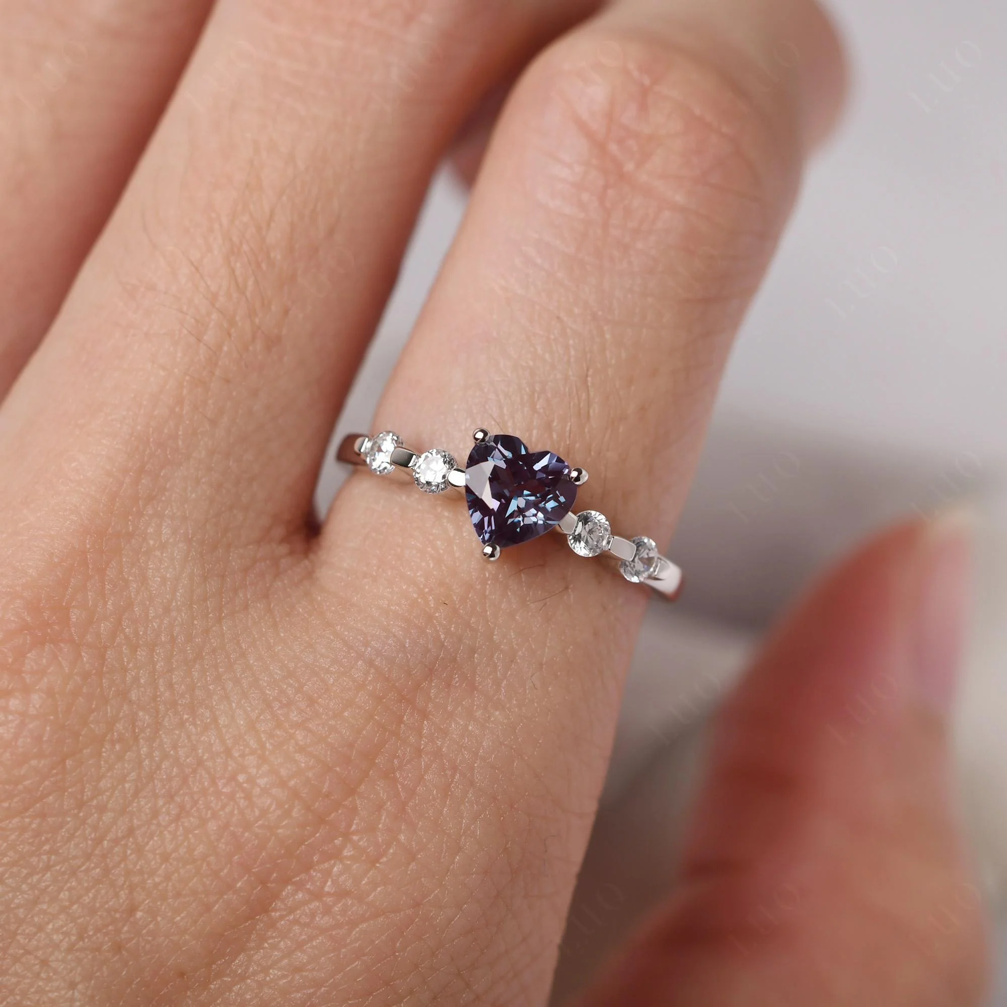 Heart Dainty Alexandrite Ring - Image 15