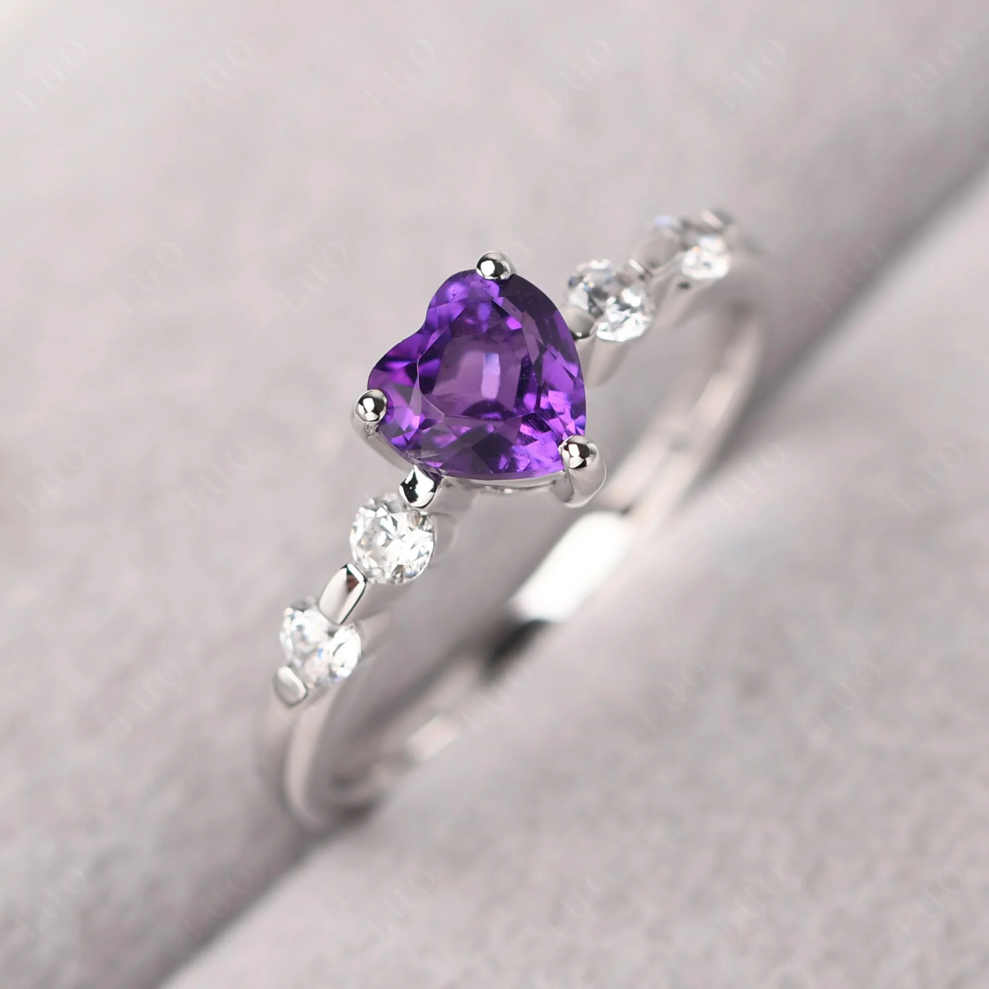 Heart Dainty Amethyst Ring - Image 11