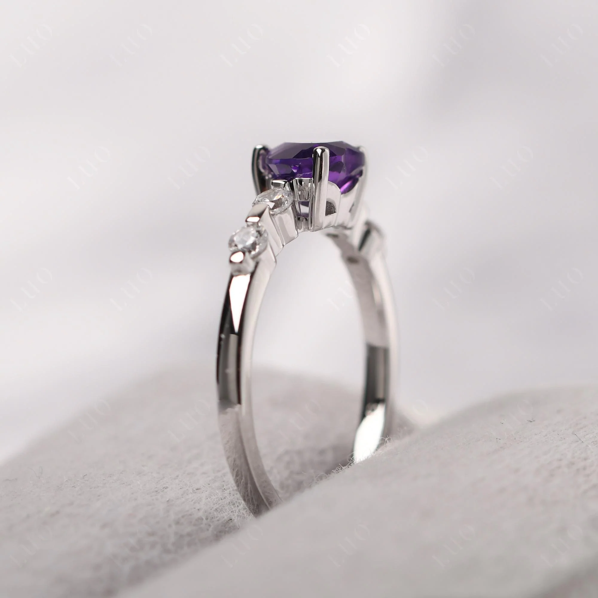 Heart Dainty Amethyst Ring - Image 13