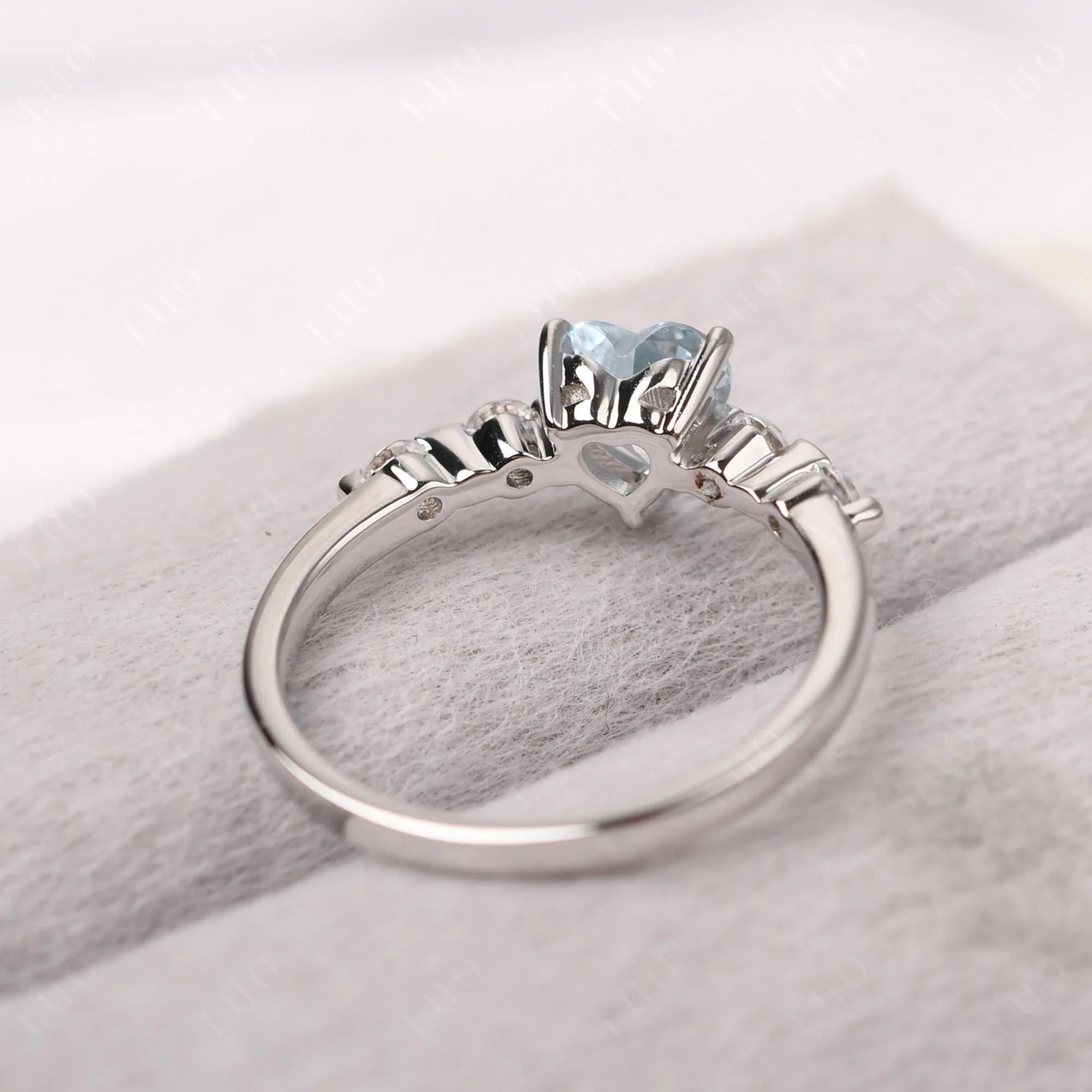 Heart Dainty Aquamarine Ring - Image 13