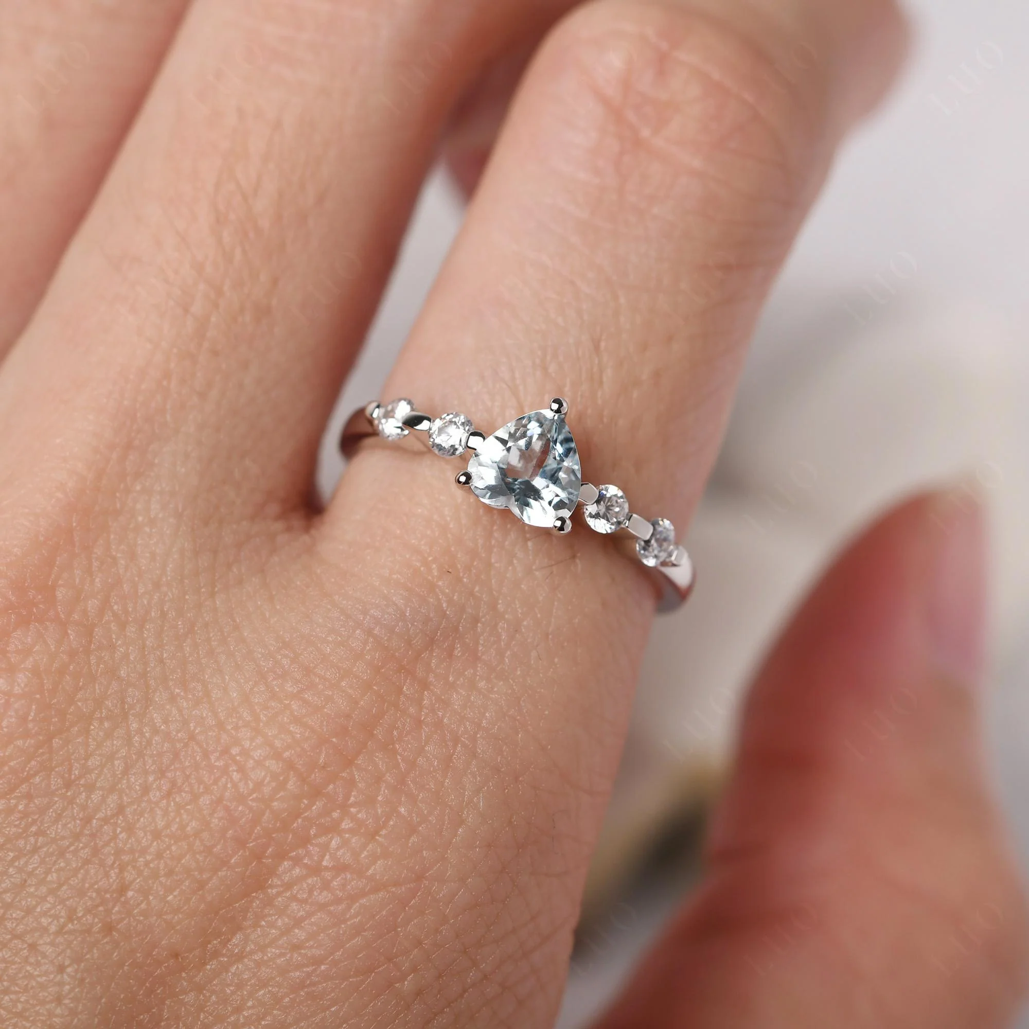Heart Dainty Aquamarine Ring - Image 15