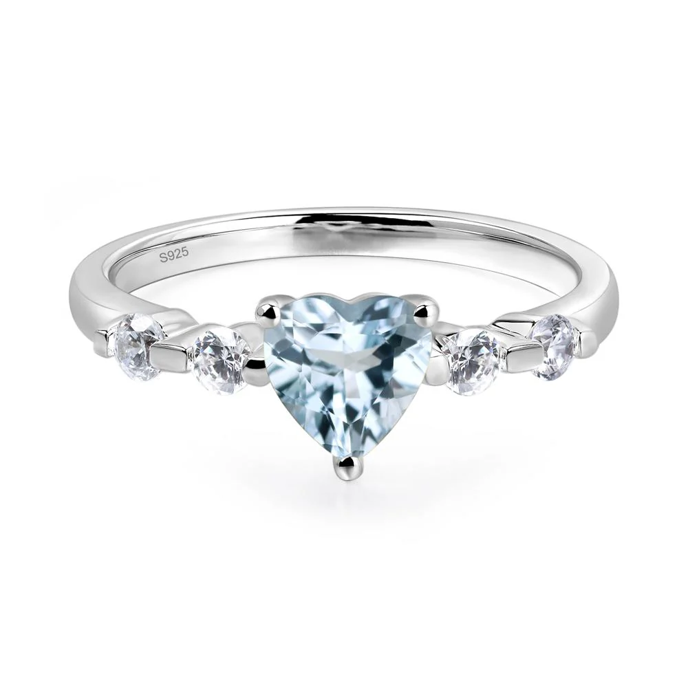 Heart Dainty Aquamarine Ring - Image 2