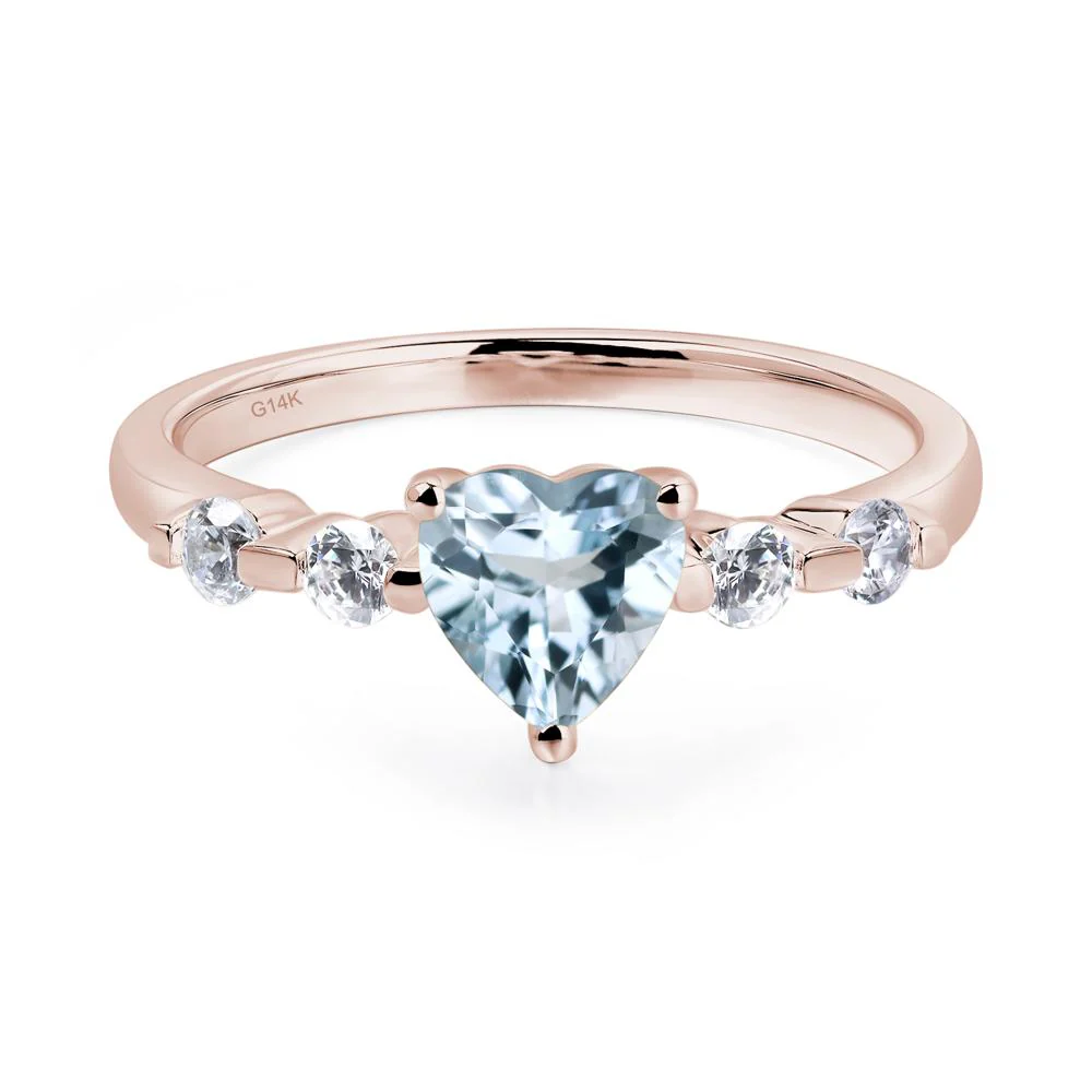 Heart Dainty Aquamarine Ring - Image 5