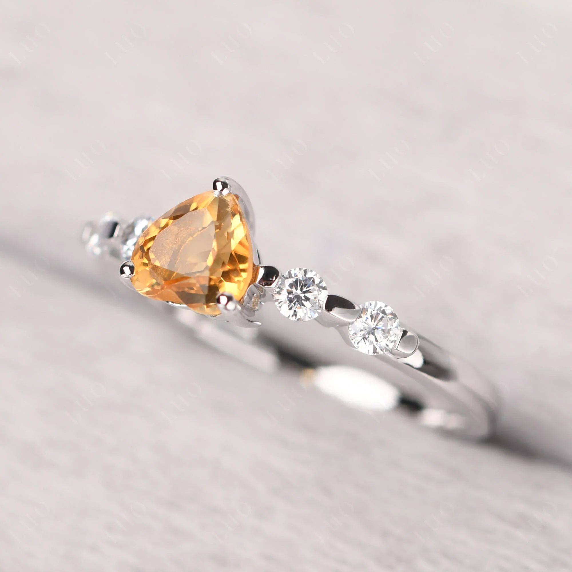 Heart Dainty Citrine Ring - Image 11