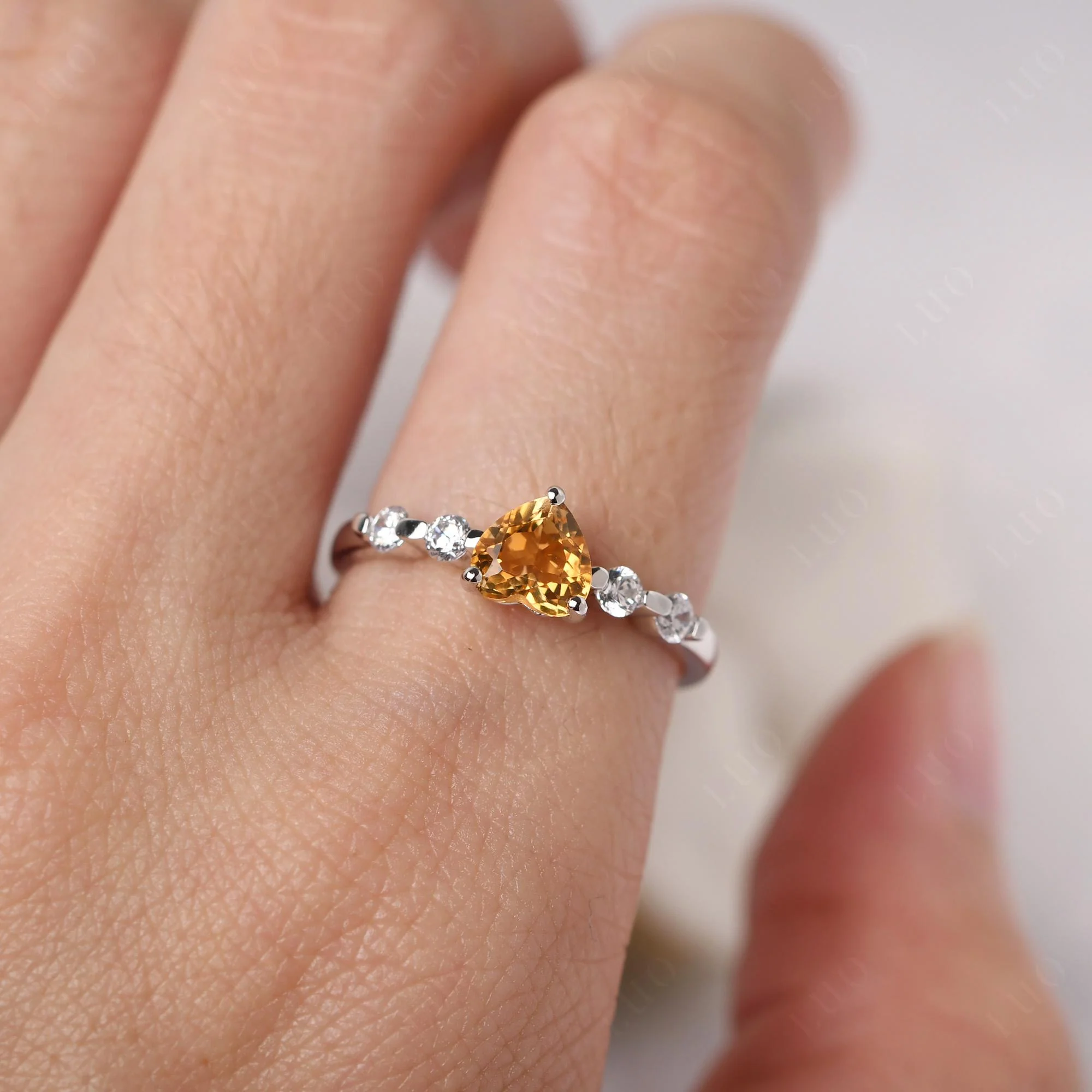 Heart Dainty Citrine Ring - Image 14