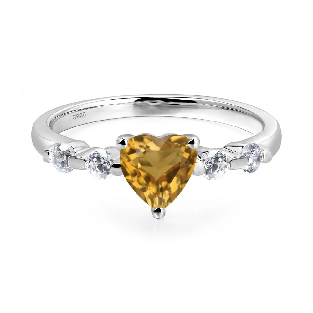 Heart Dainty Citrine Ring - Image 2
