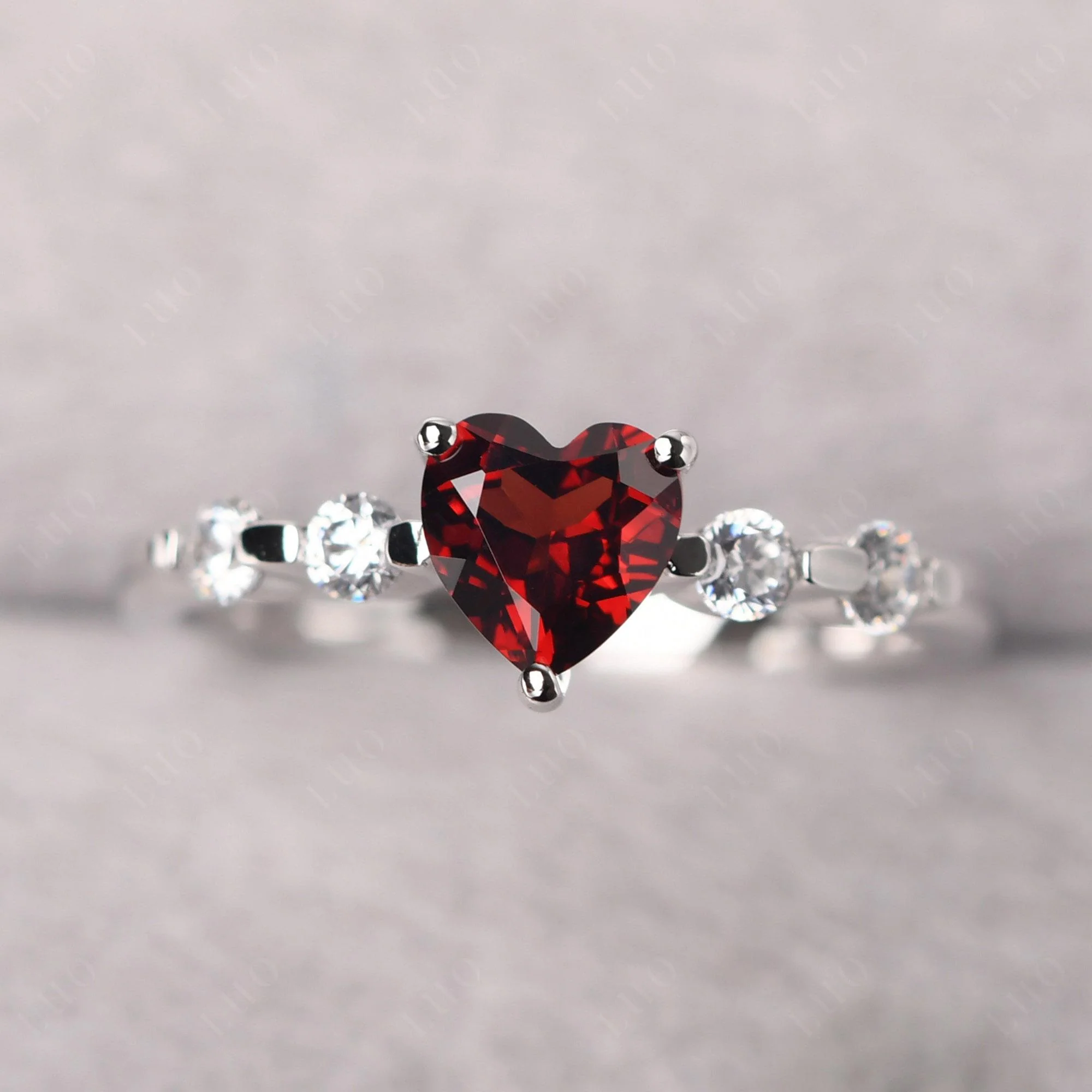 Heart Dainty Garnet Ring - Image 10