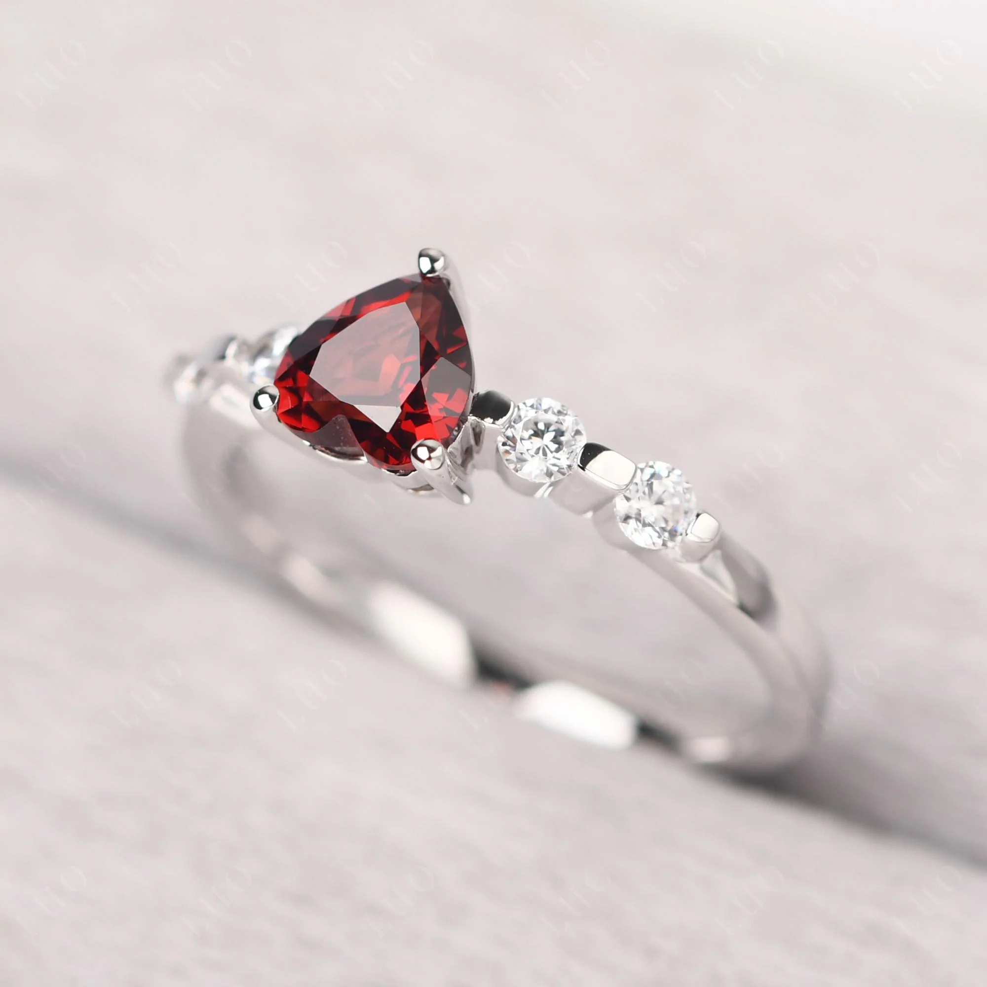 Heart Dainty Garnet Ring - Image 11
