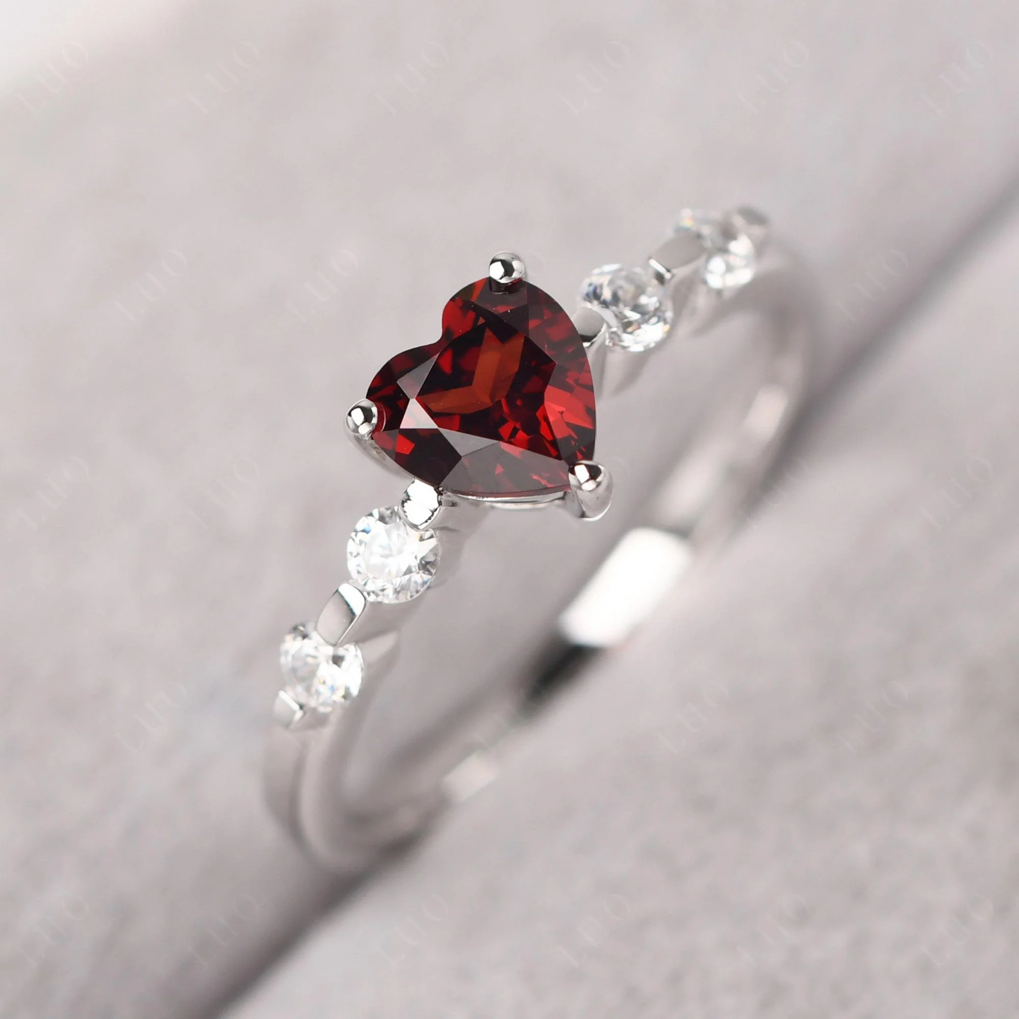 Heart Dainty Garnet Ring - Image 12