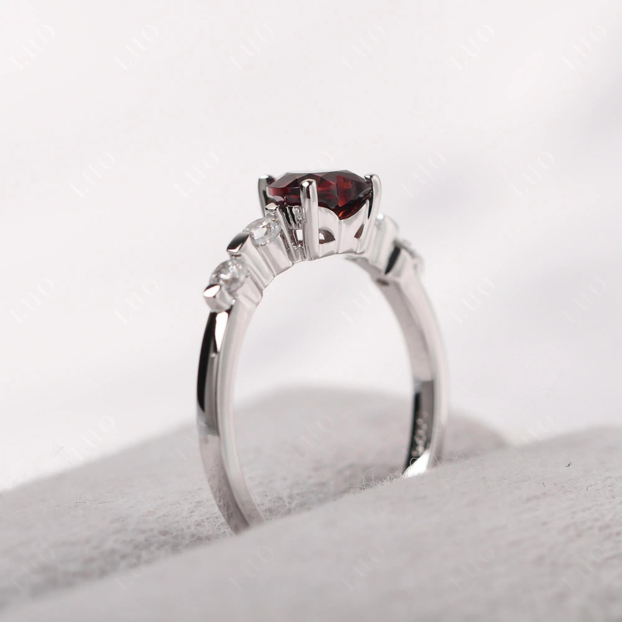 Heart Dainty Garnet Ring - Image 14