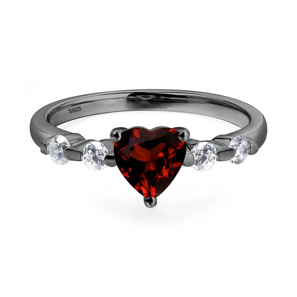 Heart Dainty Garnet Ring - Image 3