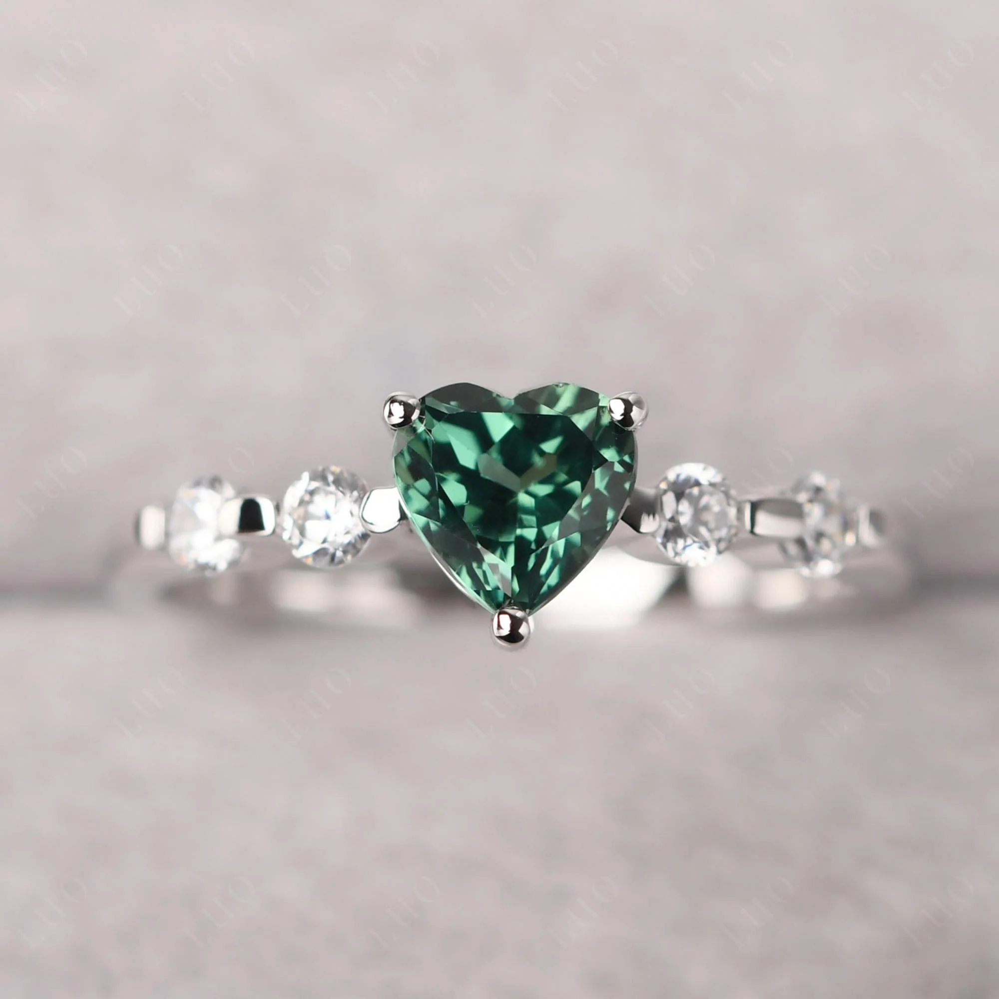 Heart Dainty Green Sapphire Ring - Image 10
