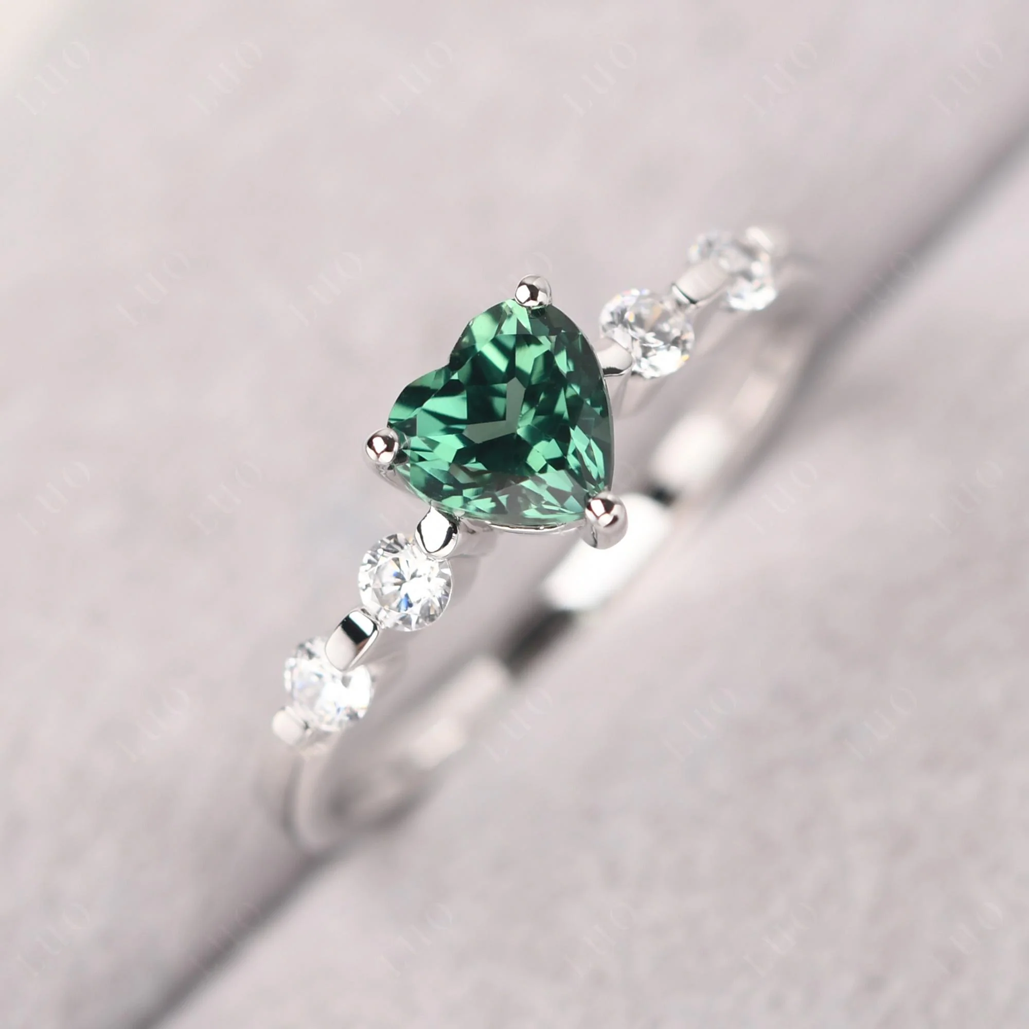 Heart Dainty Green Sapphire Ring - Image 11