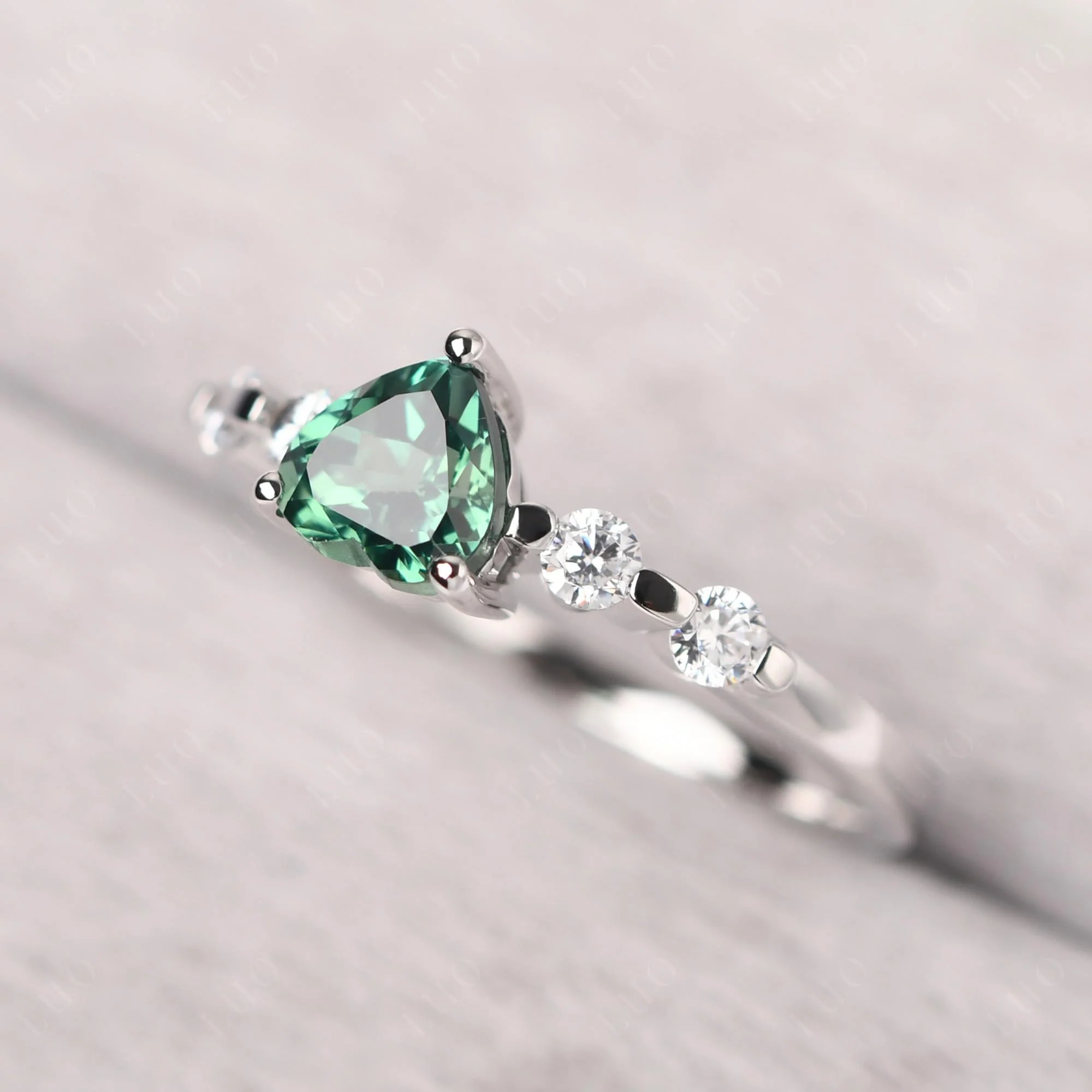 Heart Dainty Green Sapphire Ring - Image 12