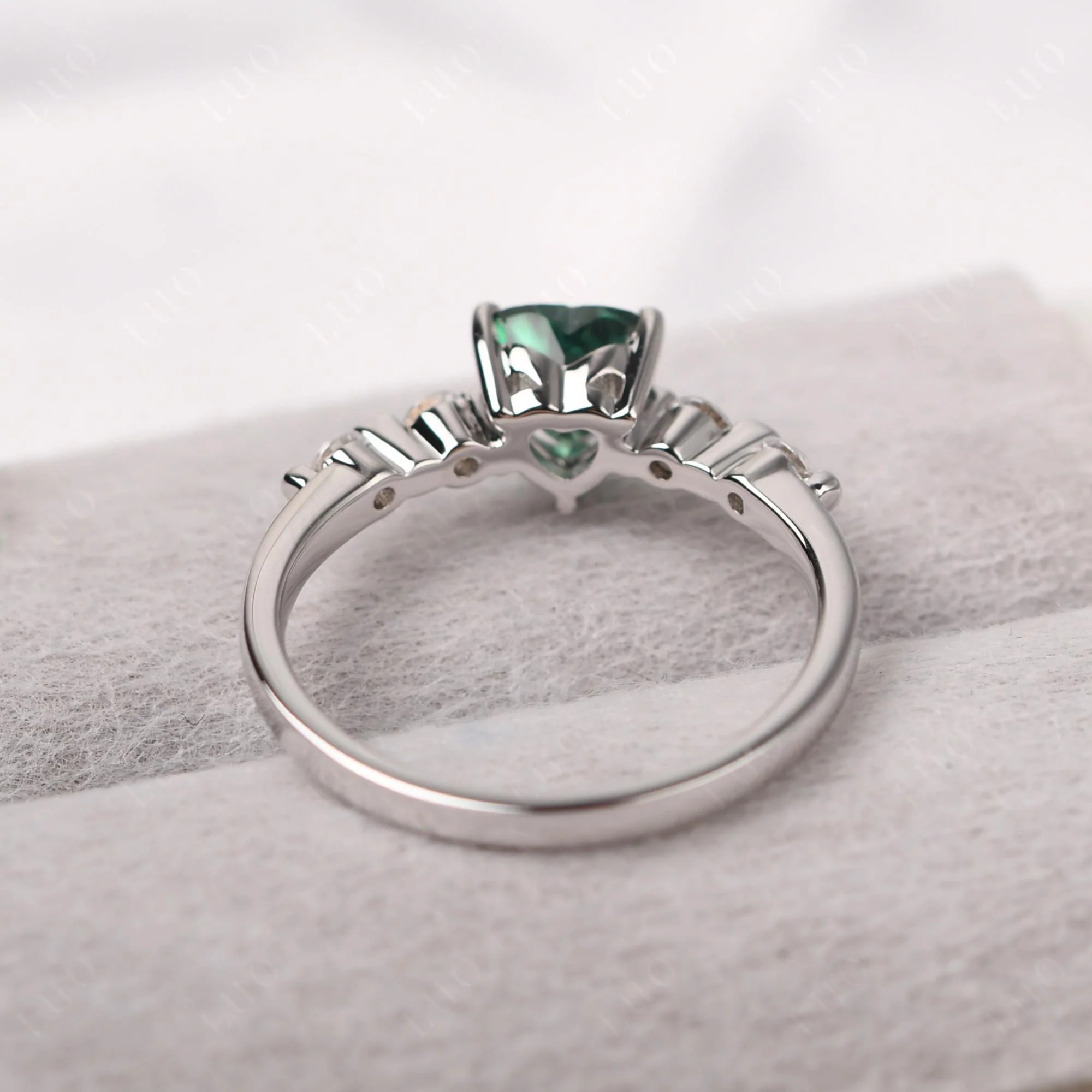 Heart Dainty Green Sapphire Ring - Image 13