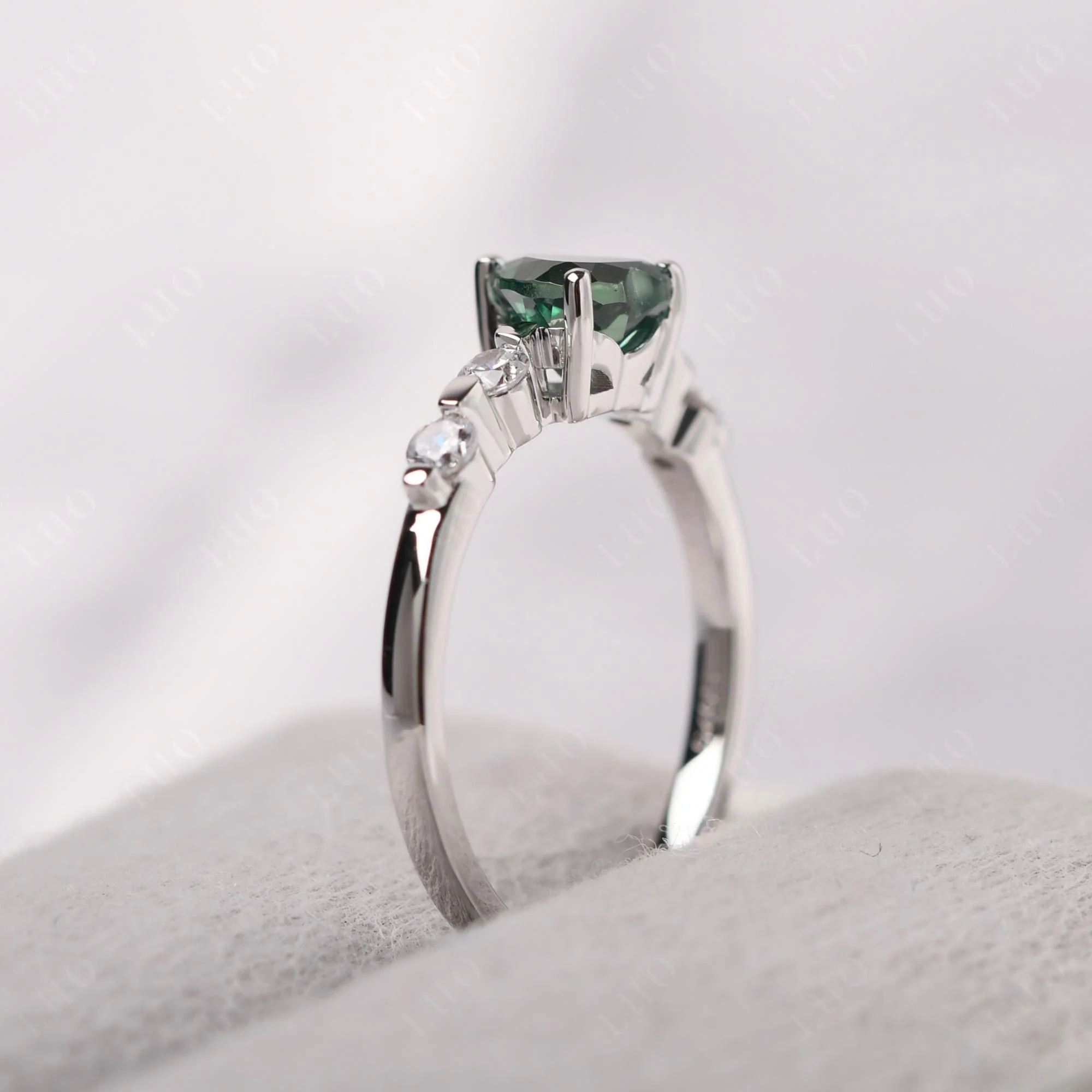 Heart Dainty Green Sapphire Ring - Image 14