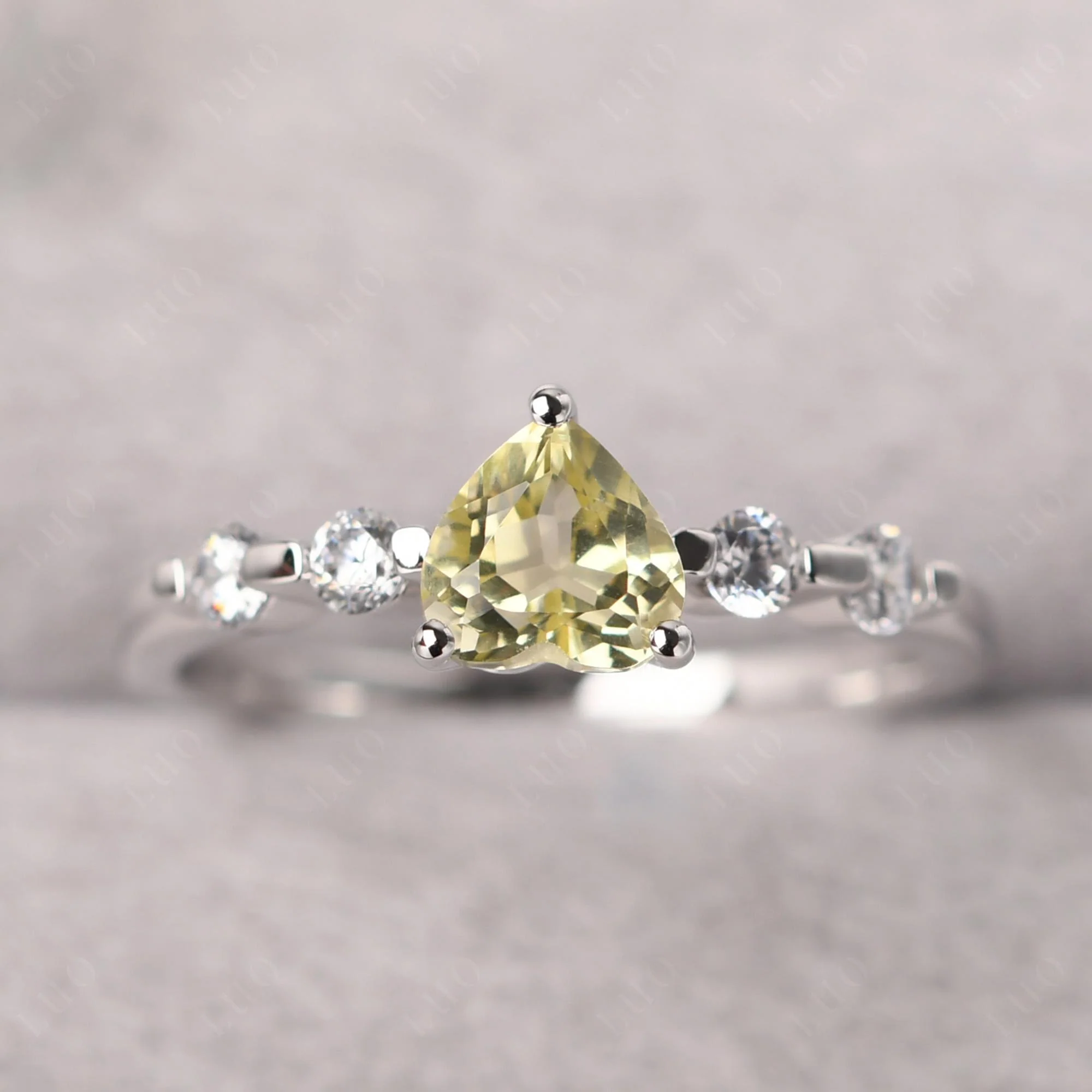 Heart Dainty Lemon Quartz Ring - Image 10