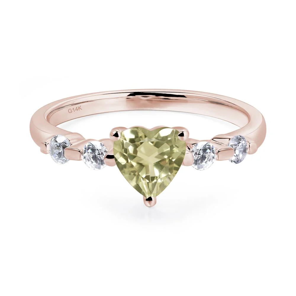 Heart Dainty Lemon Quartz Ring - Image 5