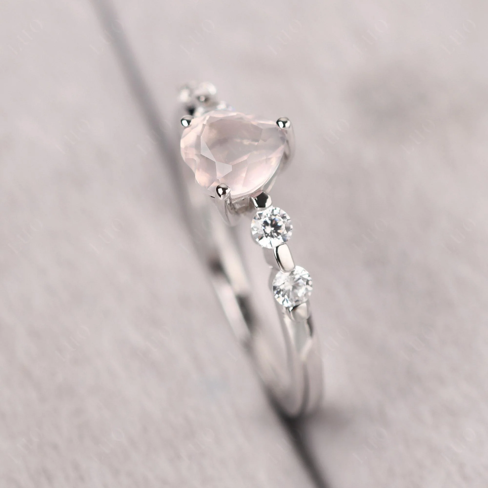 Heart Dainty Rose Quartz Ring - Image 11