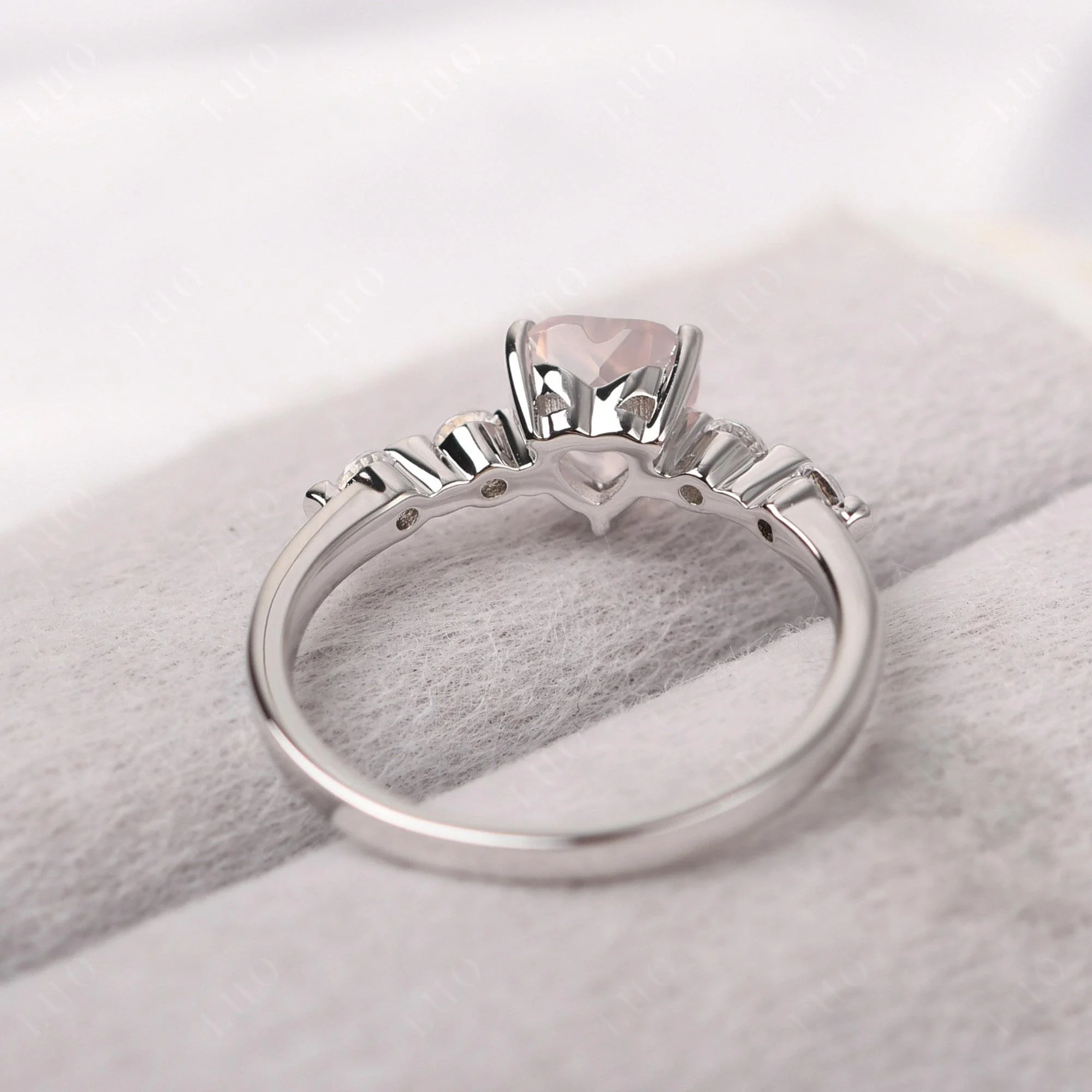 Heart Dainty Rose Quartz Ring - Image 12