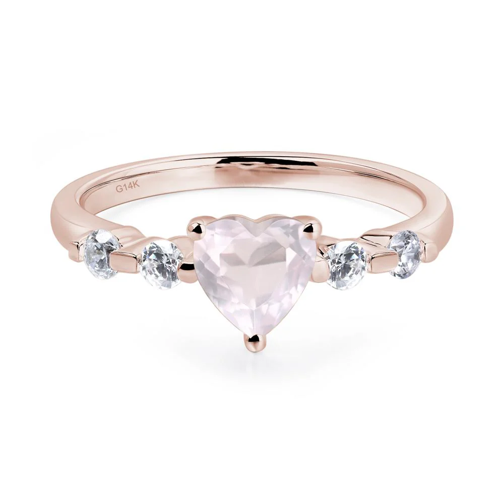 Heart Dainty Rose Quartz Ring - Image 5