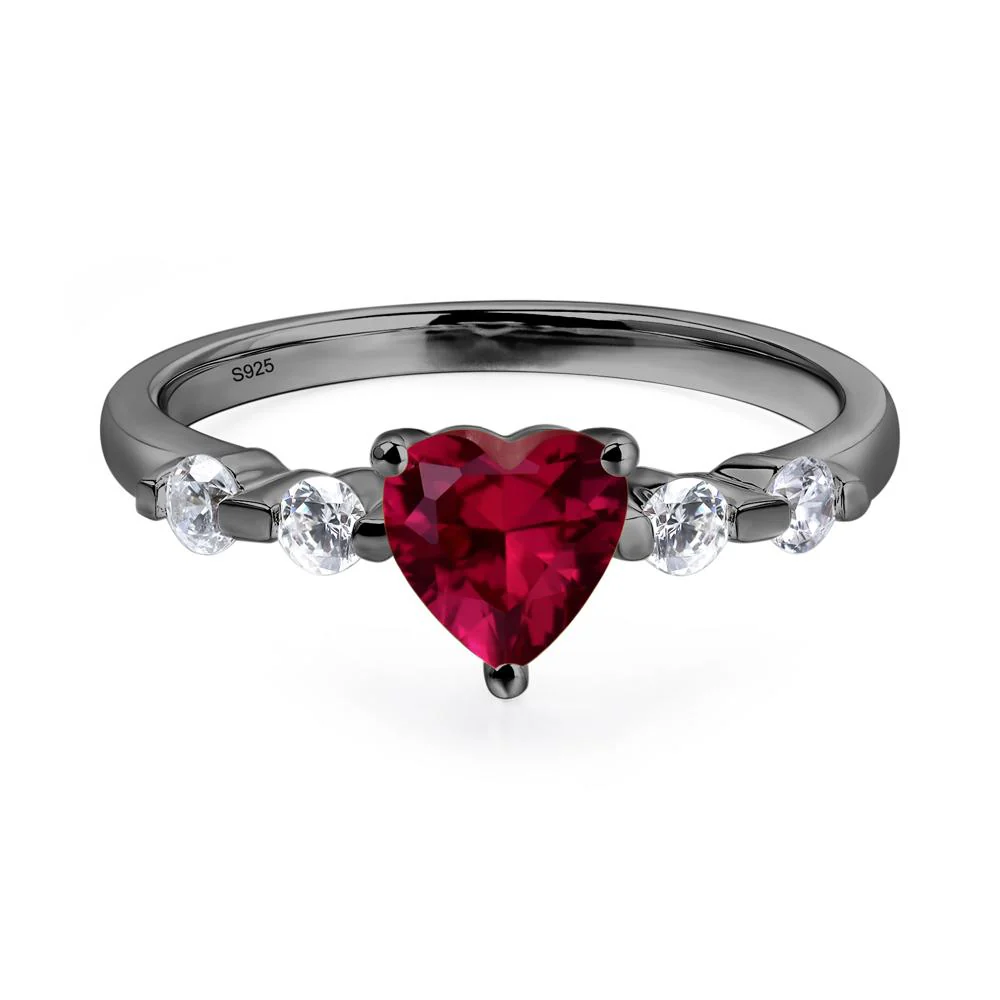 Heart Dainty Ruby Ring
