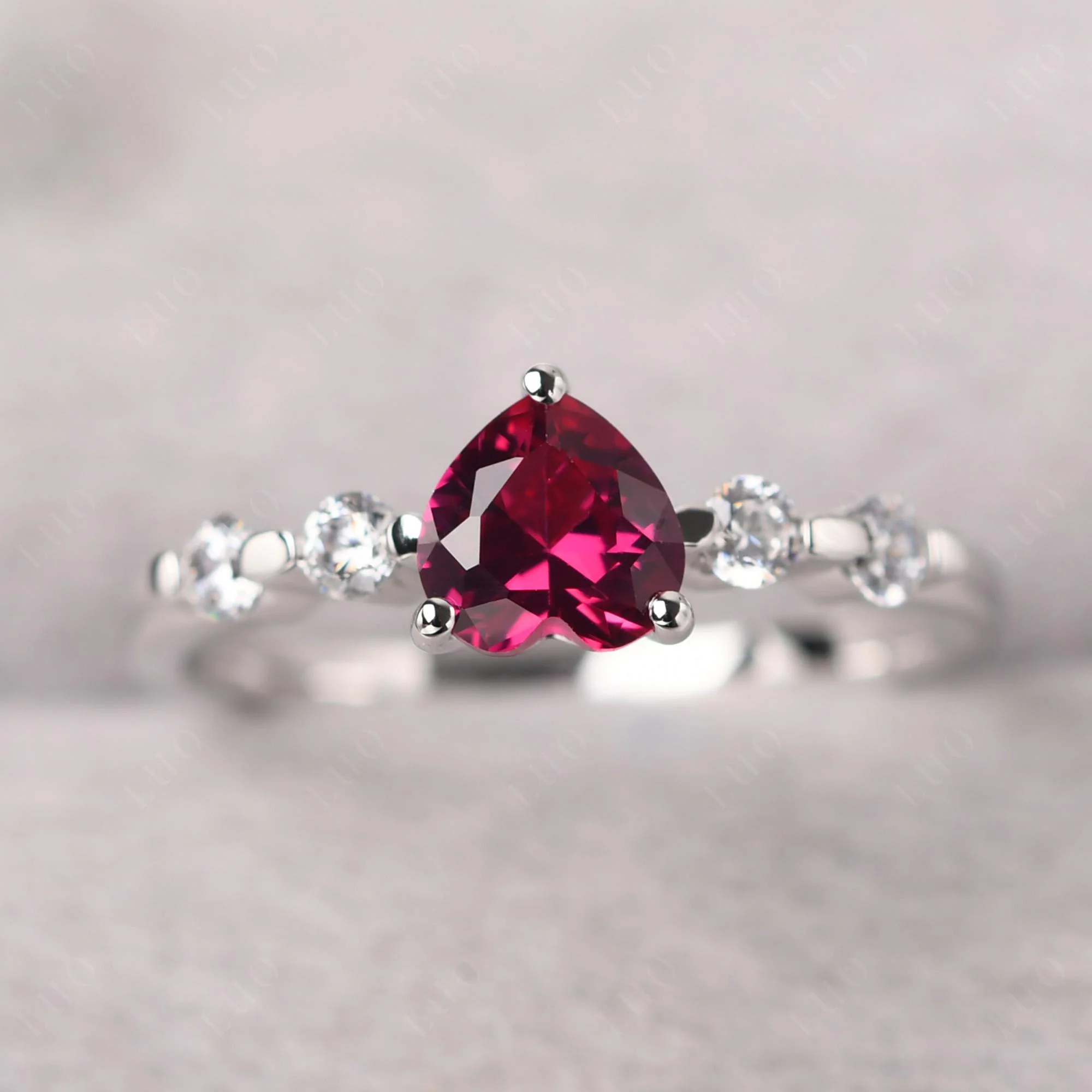 Heart Dainty Ruby Ring - Image 10