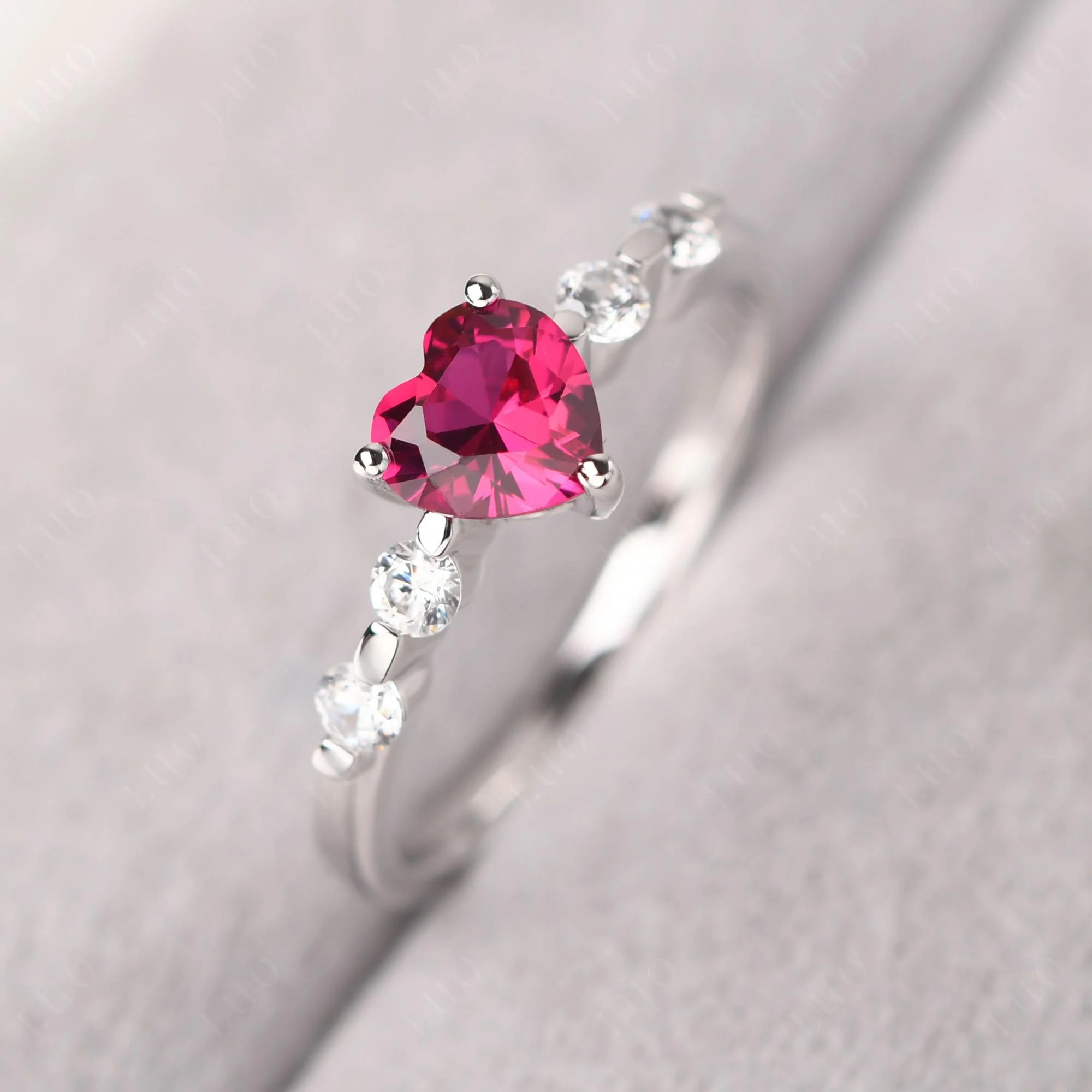 Heart Dainty Ruby Ring - Image 11