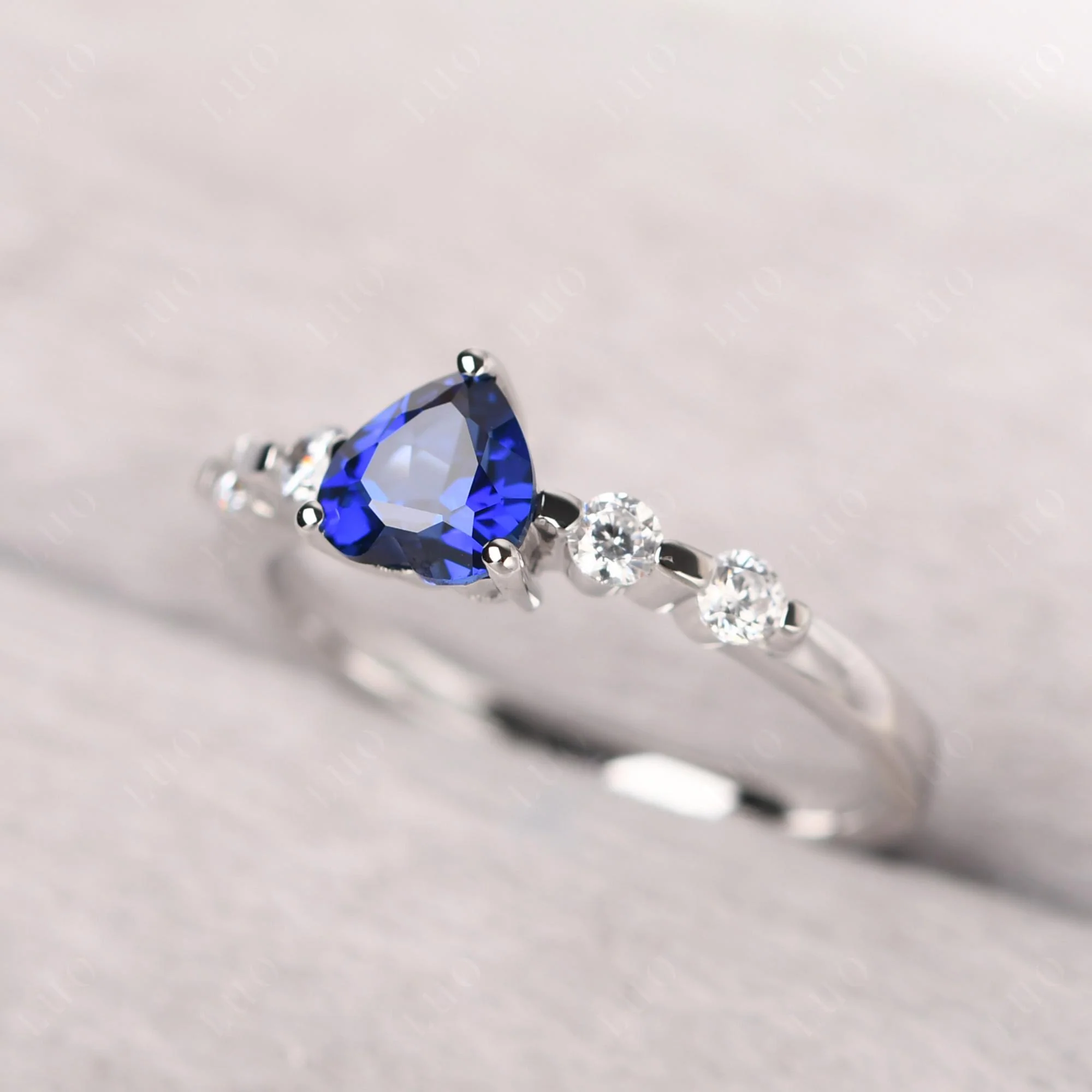 Heart Dainty Sapphire Ring - Image 11