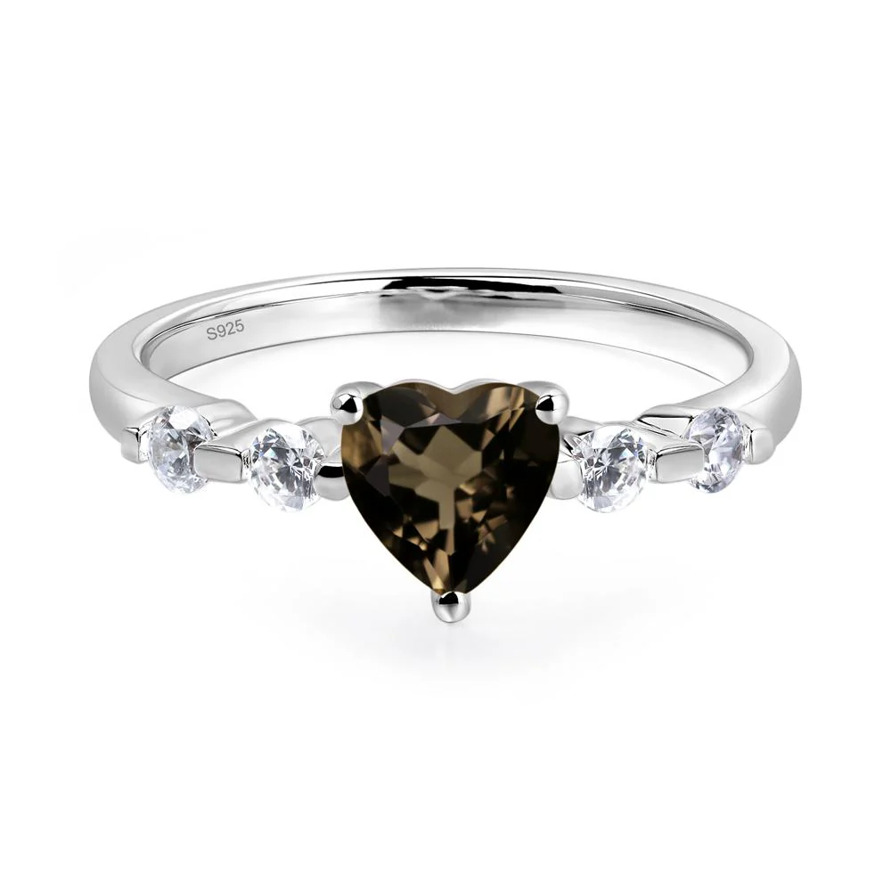 Heart Dainty Smoky Quartz Ring - Image 2