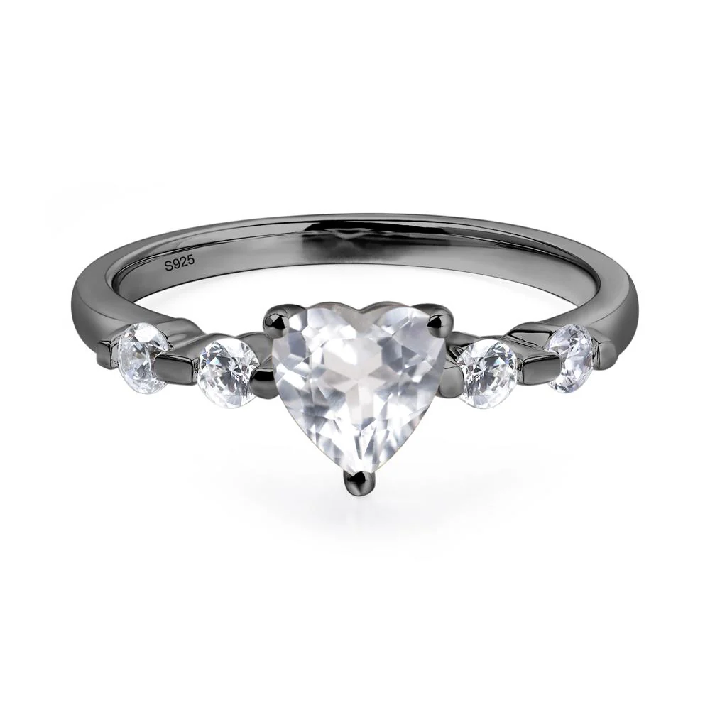 Heart Dainty White Topaz Ring - Image 3