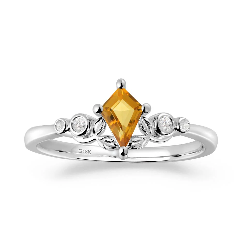 Dainty Kite Cut Citrine Leaf Engagement Ring - Image 3