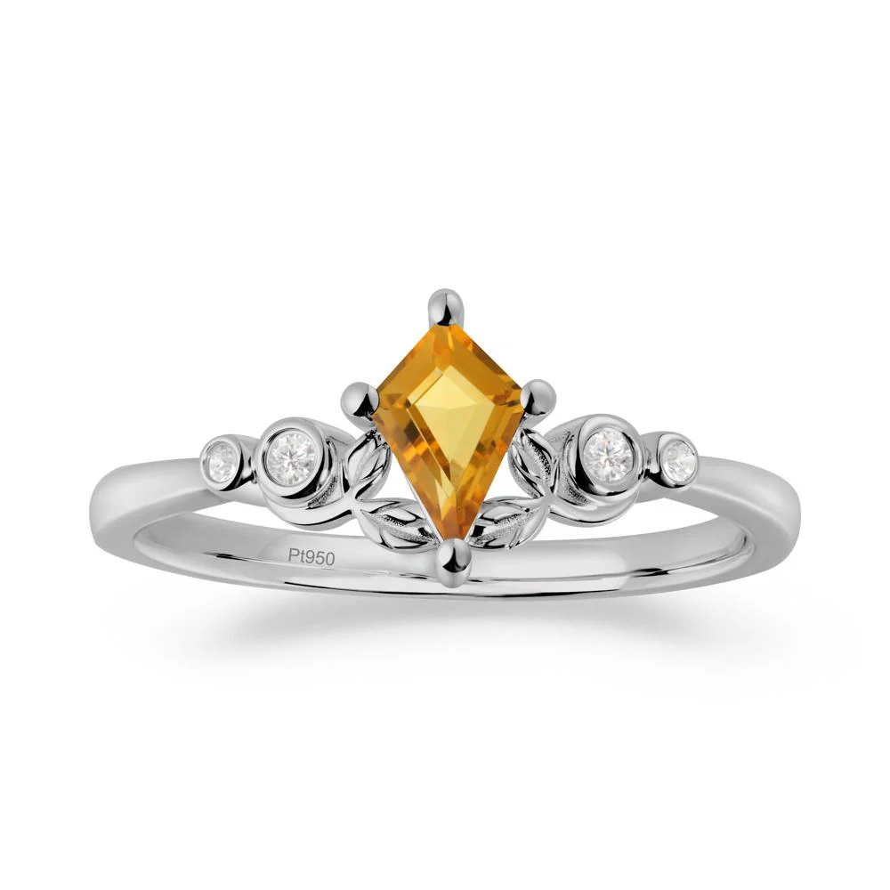 Dainty Kite Cut Citrine Leaf Engagement Ring - Image 4
